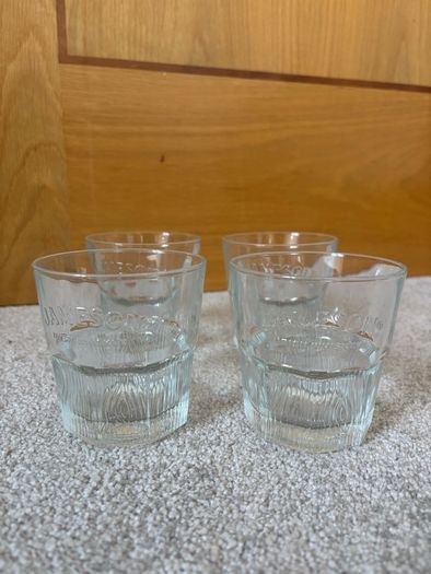 4 Jameson Irish Whiskey embossed short rock glasses