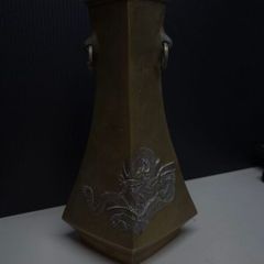 Vintage Chinese Bronze Dragon Vase 23cm