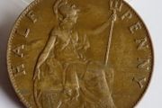 1910 Halfpenny Edward VII bronze coin