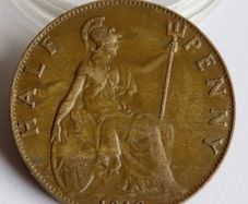 1910 Halfpenny Edward VII bronze coin