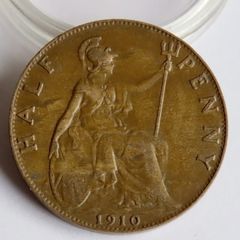 1910 Halfpenny Edward VII bronze coin