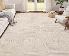 Rugs Living Room 160 x 230 cm, Beige Fluffy Area Rugs for Bedroom Washable Anti Slip Modern Floor Carpets Mat Non Shedding Thick Pile Beside Rugs for Dining Room Kitchen Office