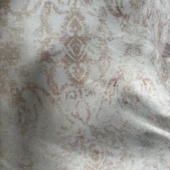 20 metre roll of blue/grey velvet with distressed French print in antique taupe upholstery fabric.