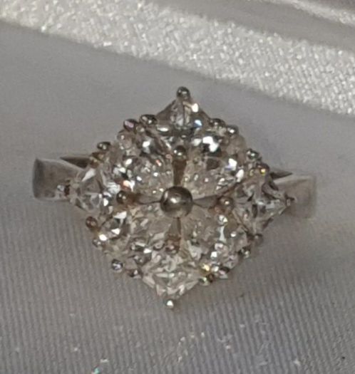 Pristine Vintage Silver & White Sapphire Ring