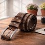 Womens Brown Leather Belt Vintage Stitch Detail Genuine Leather Belt for Jeans, Casua Image 3