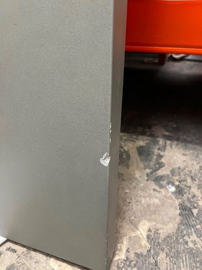 West Elm concrete dining table