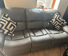 Grey 3-Seater Manual Recliner Sofa