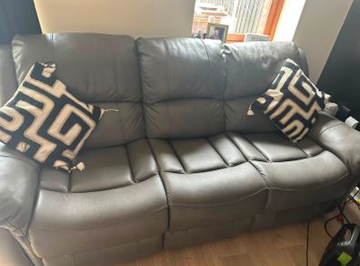 Grey 3-Seater Manual Recliner Sofa