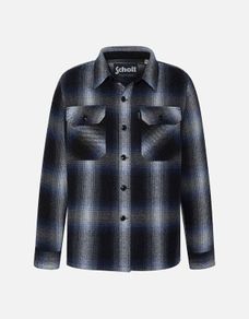 Schott NYC Blue Check Wool Shirt Jacket Large