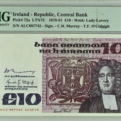 Ireland | 1979 | 10 Pounds | P.72a | ALC 887742 | 58 EPQ | Choice About UNC