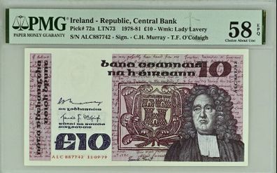 Ireland | 1979 | 10 Pounds | P.72a | ALC 887742 | 58 EPQ | Choice About UNC