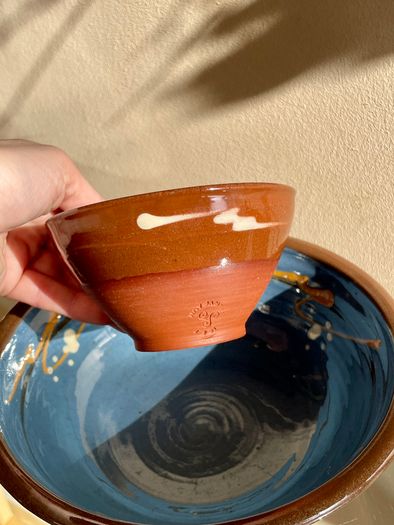 Set of 7 Vintage H&F Terrybaun Irish Pottery Bowls,  Slipware Glazed