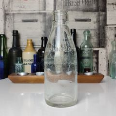 362 - Springmount Vintage Collectible Decorative Clear Glass Embossed Letters Milk Bottle