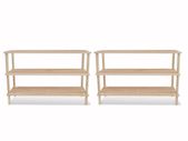 3-Tier Shoe Racks 2 pcs Solid Fir Wood