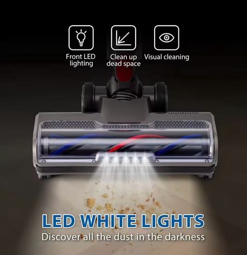 Drive Cleaner Brush Head For Dyson V7 V8 V10 V11 V15 Vacuum  with Turbo Bristle Roller and LED Lights for Hardwood and Carpet