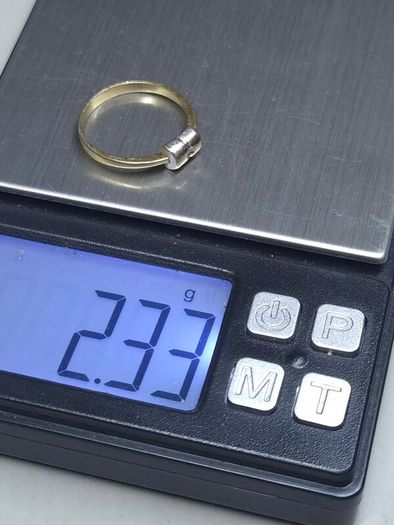 Vintage 18ct Gold Modernist Diamond Ring Two Tone Size 54.5