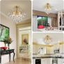 Crystal Chandelier Flushmount Ceiling Light Modern Lighting Fixture for Bedroom Hallway Bar Kitchen Bathroom, H 45 x W 50, E14 Base, Gold Image 6