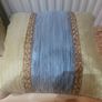 Luxury Decorative Cushions x2 in Blue and Chartreuse Crinkled Shot Silk Finish Image 2
