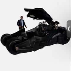 Batmobile with luscious fox and batman