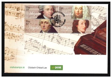 2009 Ireland Classical Composers Commemorative Stamps Miniature Sheet An Post First Day Cover (FDC)