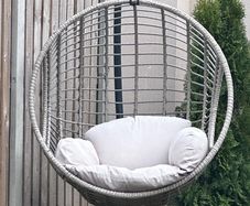 London wicker hanging egg chair with stand.