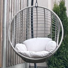 London wicker hanging egg chair with stand.