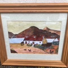 Mixed medium painting framed