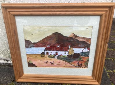 Mixed medium painting framed