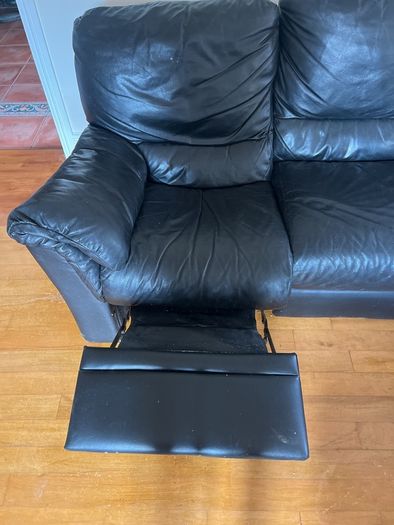 Black leather sofa. Good condition, just needs a bit of a clean