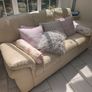Ultra-Comfortable 2-Seater and 3-Seater Cream Leather Sofa (Well-Loved / Fair Condition) Image 7