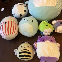 Collection of seven Squishmallows plush toys