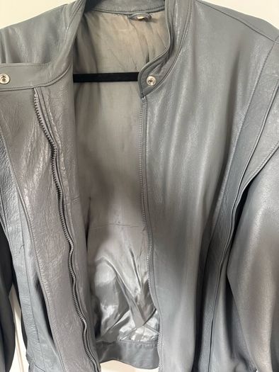 Vintage Grey Leather Jacket Size 40