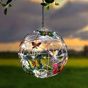 Solar Garden Light Decoration Hanging Butterfly Ball Solar Lights Outdoor Garden Ornament Aluminum Waterproof Solar Powered Lanterns for Yard Garden Pathway Balcony