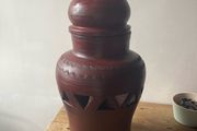 Large vintage Indian pottery lamp