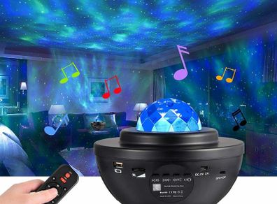 LED Galaxy Ocean Wave Star Projector Night Light Bluetooth Music Speaker Party
