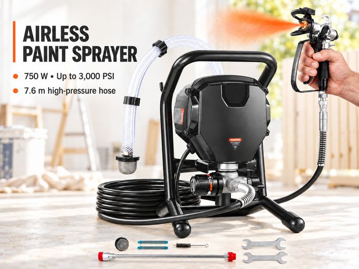 750W Airless Paint Sprayer 3000 PSI with 7.6m Hose