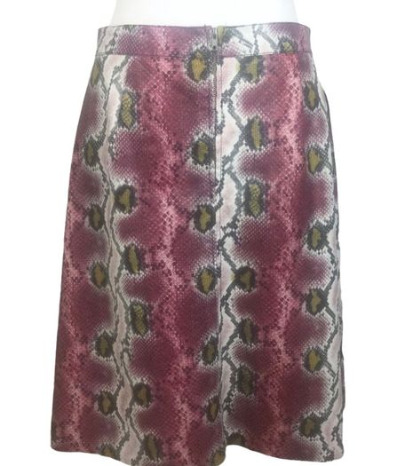 Savida Pink Animal Print Pleather A Line Knee Length Skirt /pockets L Uk  16 Including Post