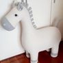 Crochet Plush Pony, Friendship Fabric with Hypoallergenic Cotton Wool, Foam Filling and Wood Texture, Crochet Pony White and Grey Image 4