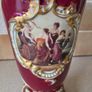 Tester Ornate Porcelain Burgundy Red/ Gold 10.5" handpainted Vase Image 8
