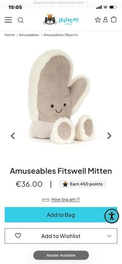 New Season JELLYCAT Amuseables Fitswell Mitten
