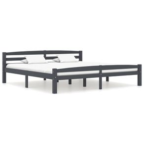 Bed Frame Dark Grey Solid Pinewood 180x200 cm