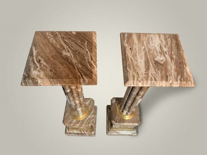 Pair of Marble and Brass Columns