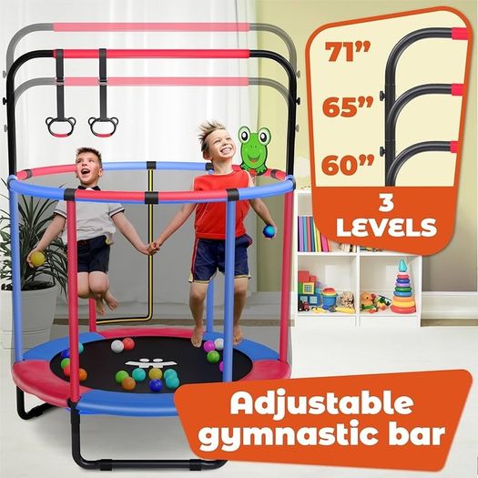 40'' Rebounder Trampoline for Adults, Foldable Mini Indoor Trampoline with 4-Level Adjustable Handlebar, Max User Weight 450 lbs, Quiet Indoor & Outdoor Fitness Trampolines Workout