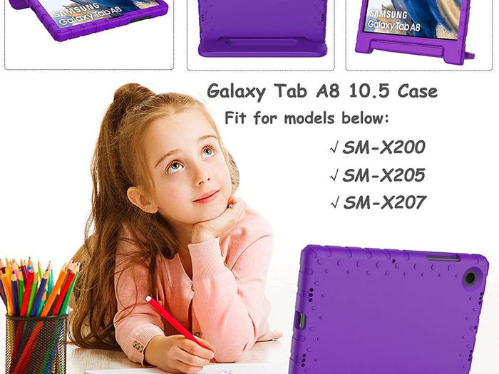 For Samsung Galaxy Tab A8 10.5 2021 Case Kids Shockproof Tablet Smart Cover EVA New Purple - FHT15SMTK1