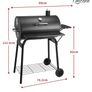 BBQ Grill Smoker With Side Shelves, Barbecue Garden Grill with Temperature Gauge, Outdoor Oil Drum Camping Barbeque Charcoal BBQ Barrel Image 2