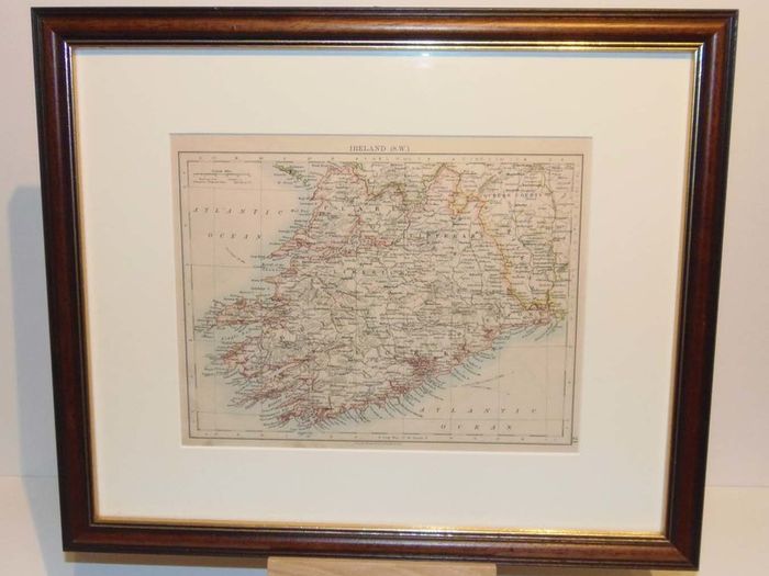 Pair Antique Maps Ireland 1905