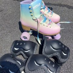 Women Roller Skates, size 37 with knee and elbow pads