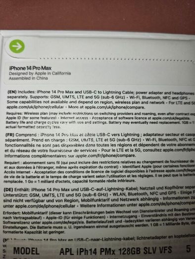 New IPhone 14 Pro Max 128gig Silver