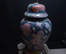 Vintage Oriental Hand Painted Ceramic Table Lamp 45cm