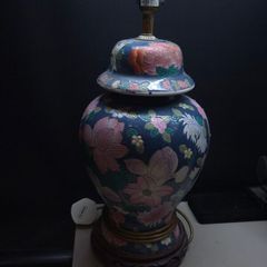 Vintage Oriental Hand Painted Ceramic Table Lamp 45cm